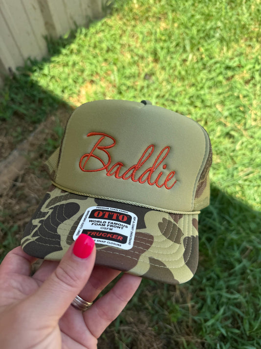 Baddie Foam Trucker Hat ||Foam Trucker Cap || Camo Trucker || Camouflage