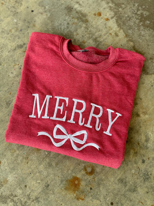 MERRY Bow Sweatshirt || Comfy Sweatshirt || Merry || Christmas sweatshirt