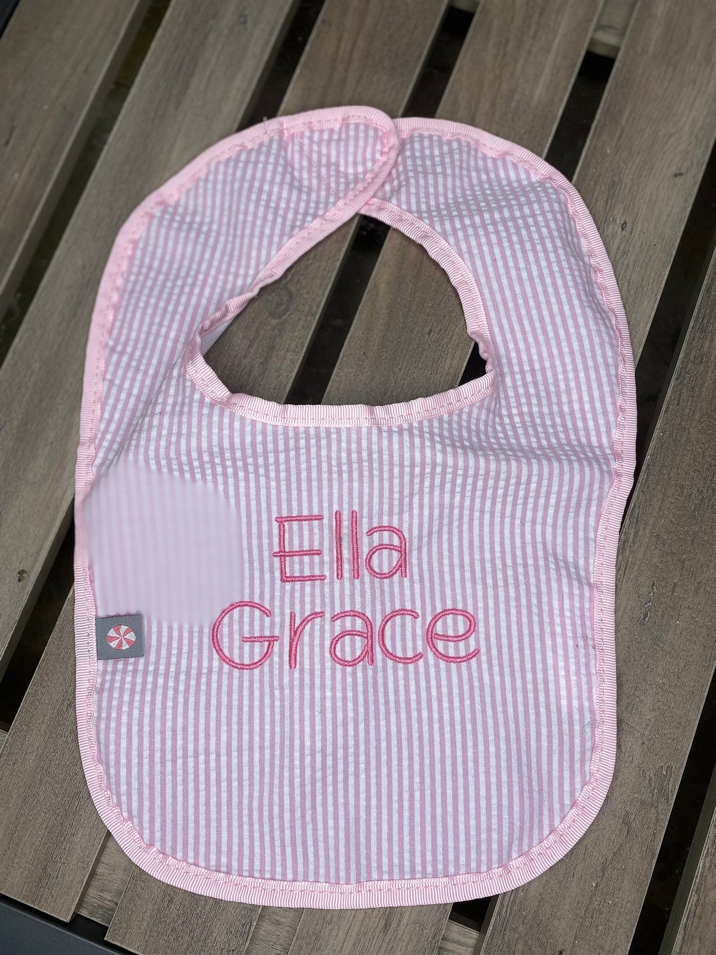 Seersucker personalized Bib | Baby Bibs | Embroidered |