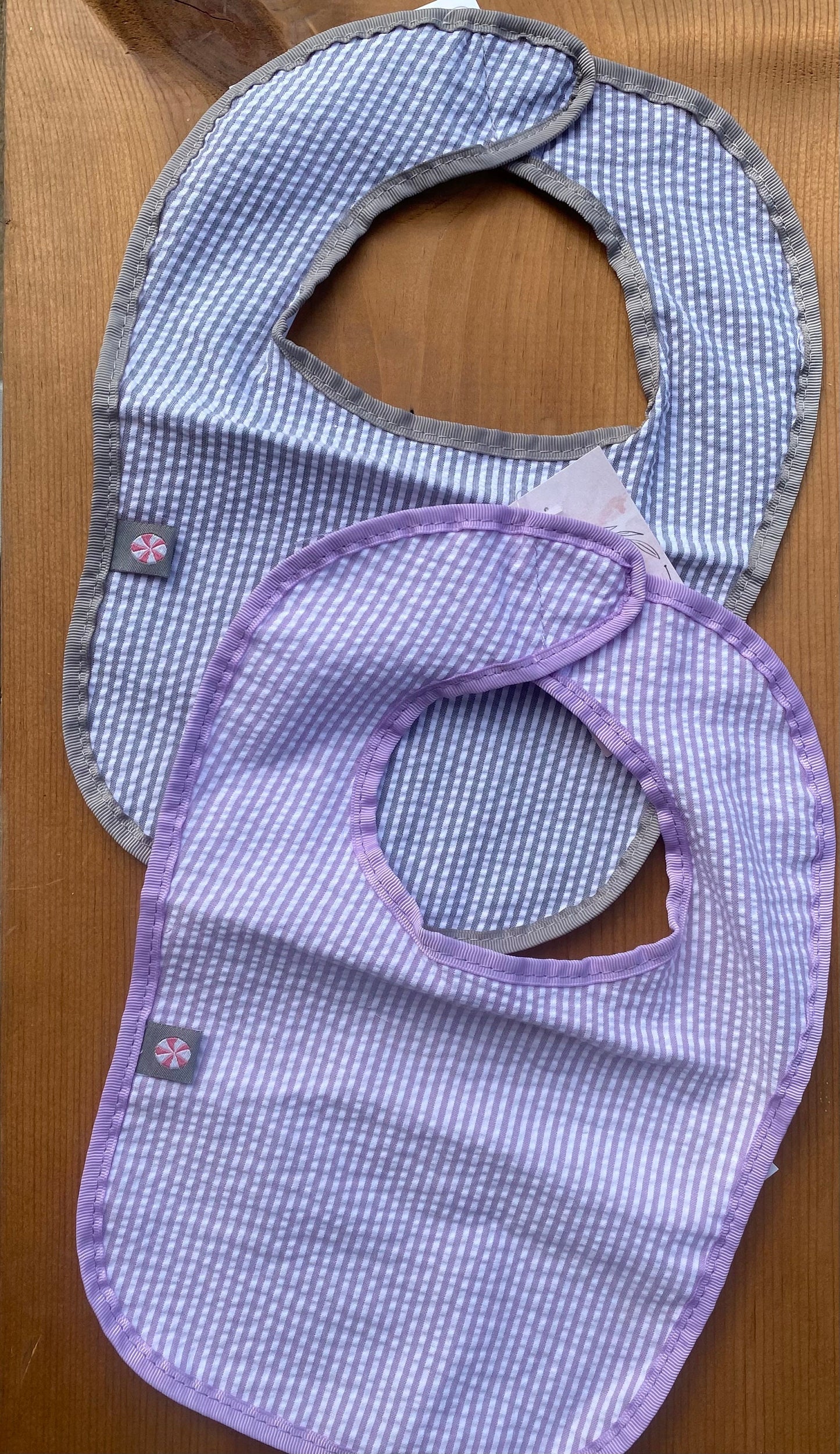 Seersucker personalized Bib | Baby Bibs | Embroidered |
