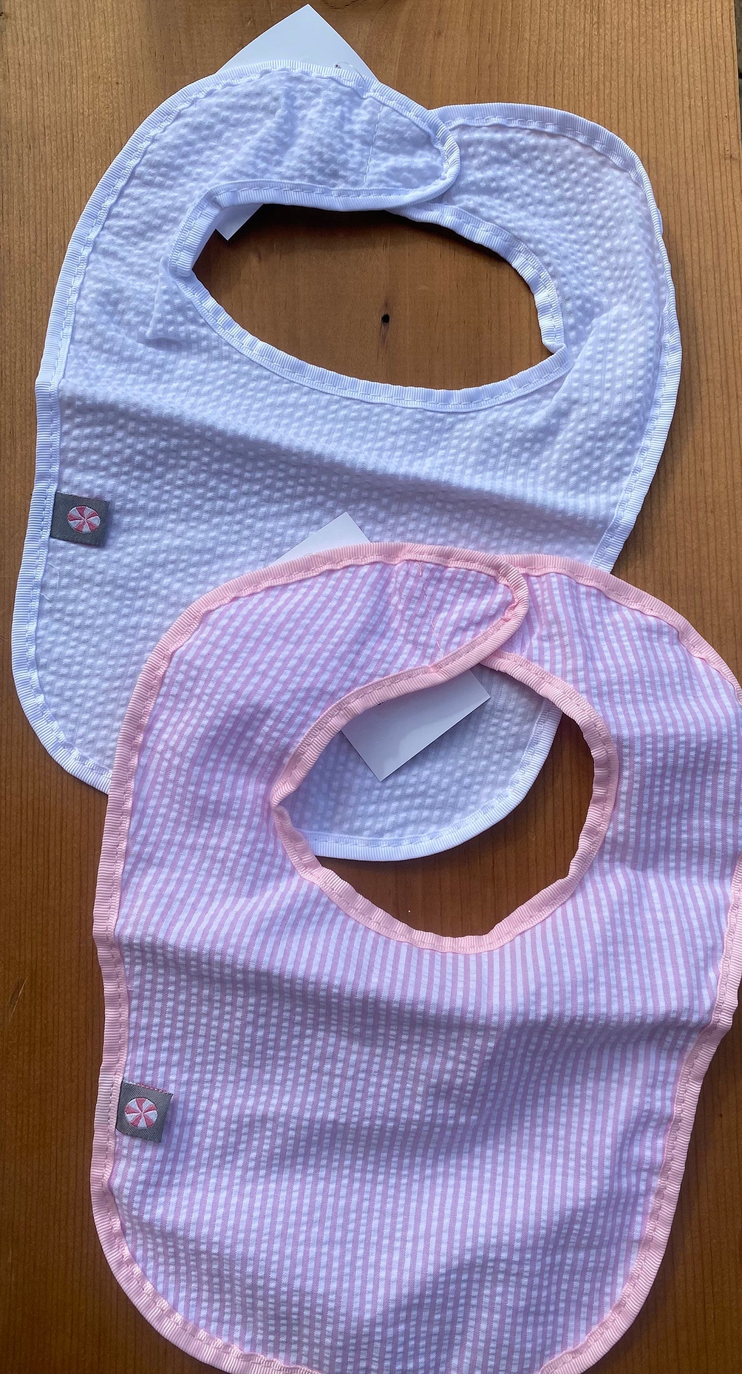 Seersucker personalized Bib | Baby Bibs | Embroidered |