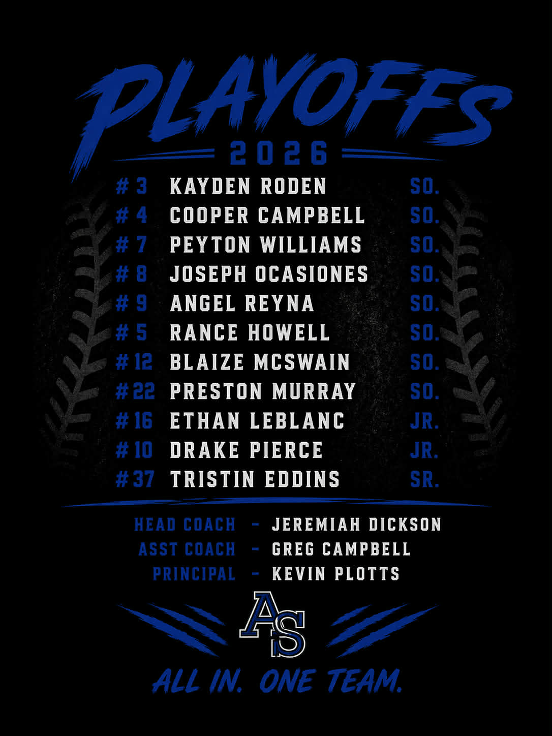 AppleSprings boys baseball playoff shirt