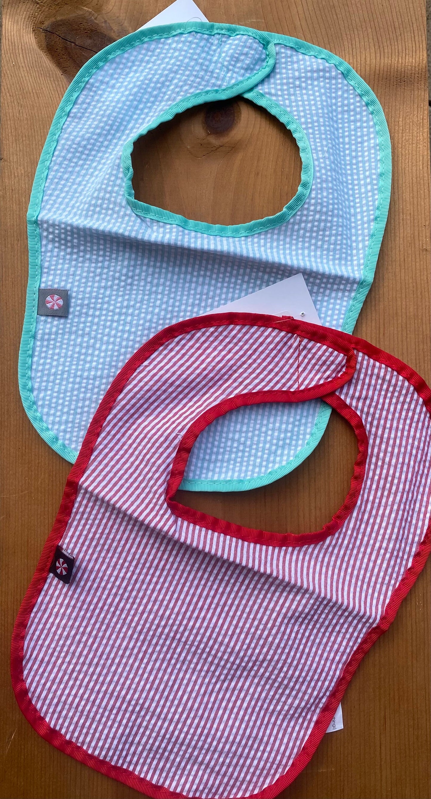 Seersucker personalized Bib | Baby Bibs | Embroidered |