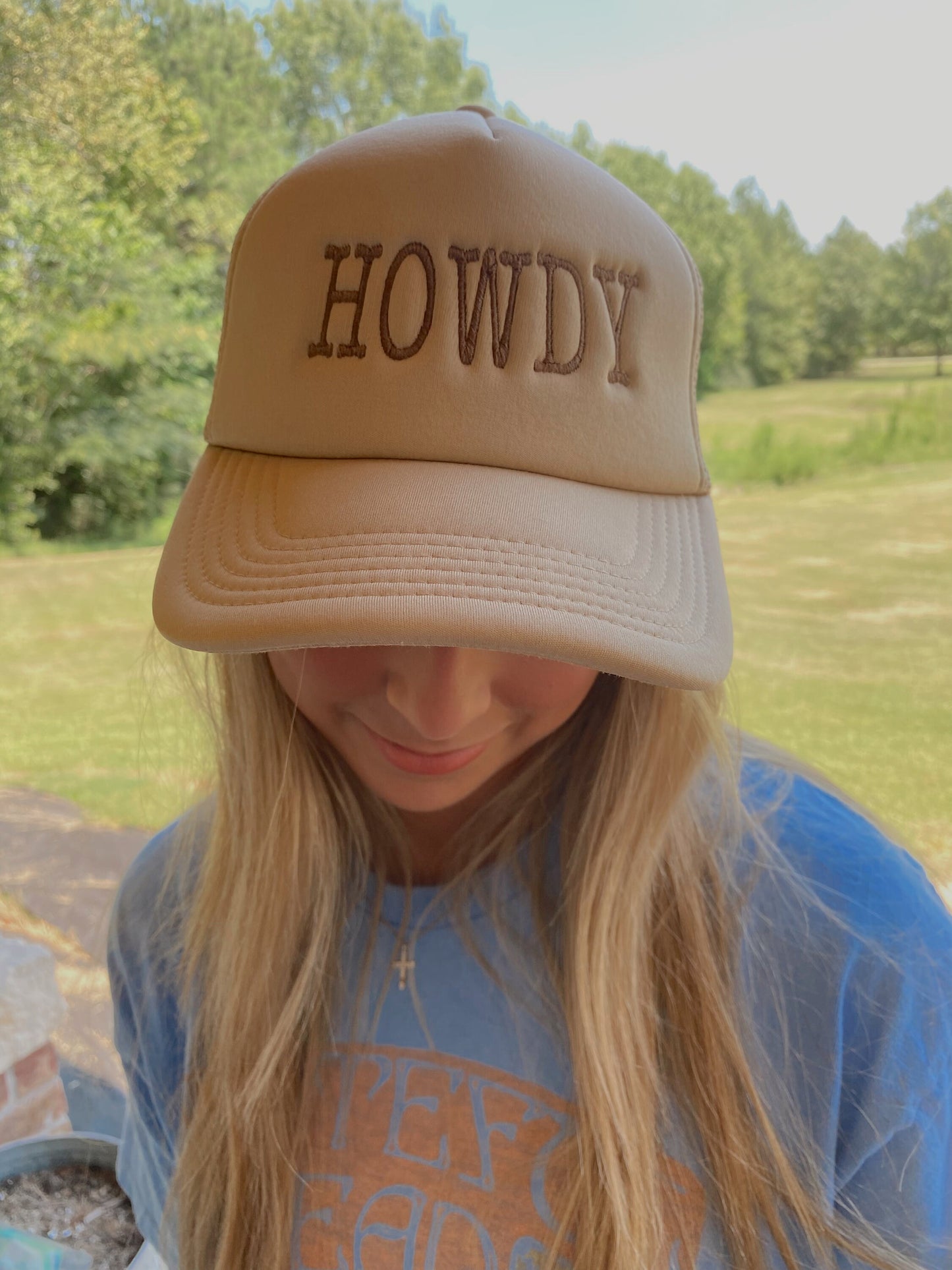 HOWDY Foam Hat | Embroidered Foam Cap | Beige foam Cap