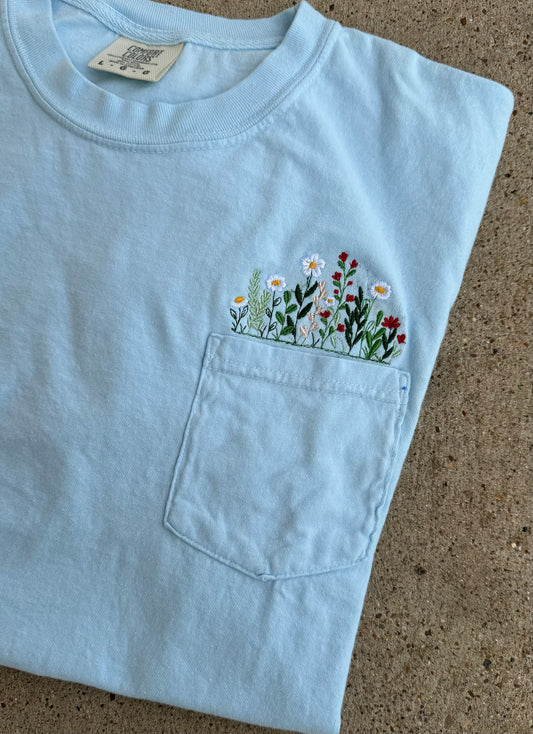 Floral Pocket Tee || Pocket Design T-shirt || Floral T-shirt