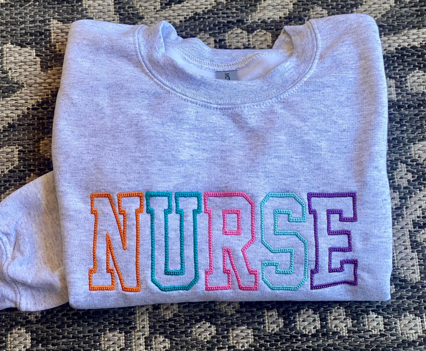NURSE sweatshirt || multicolored nurse sweatshirt || embroidered sweatshirt